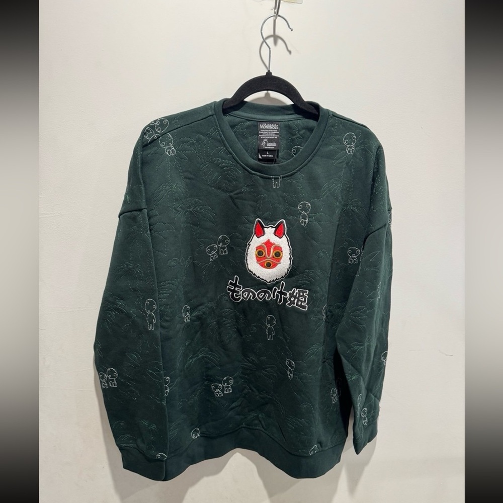 Studio Ghibli Princess Mononoke San's Mask Kodama Embroidered Crewneck - Picture 2 of 7